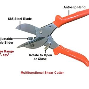 Zimpty Miter Shears- Trunking Shears for Angular Cutting of of Plastic, Rubber,Wood, Decorative Moldings,PVC,Tile Edges,Trim and Trim at 45 Degree, 60, 90 Degree Angles