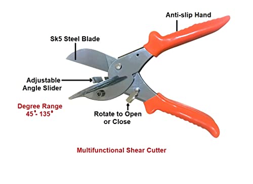 Zimpty Miter Shears- Trunking Shears for Angular Cutting of of Plastic, Rubber,Wood, Decorative Moldings,PVC,Tile Edges,Trim and Trim at 45 Degree, 60, 90 Degree Angles