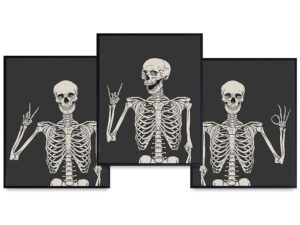 skeleton wall art & decor - halloween wall decor - gothic home decor - goth room decor - funny skull wall decor - pagan gifts - bedroom dorm man cave - men boys teens - witchy picture poster print