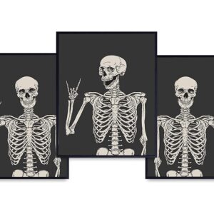 Skeleton Wall Art & Decor - Halloween Wall Decor - Gothic Home Decor - Goth Room Decor - Funny Skull Wall Decor - Pagan Gifts - Bedroom Dorm Man Cave - Men Boys Teens - Witchy Picture Poster Print