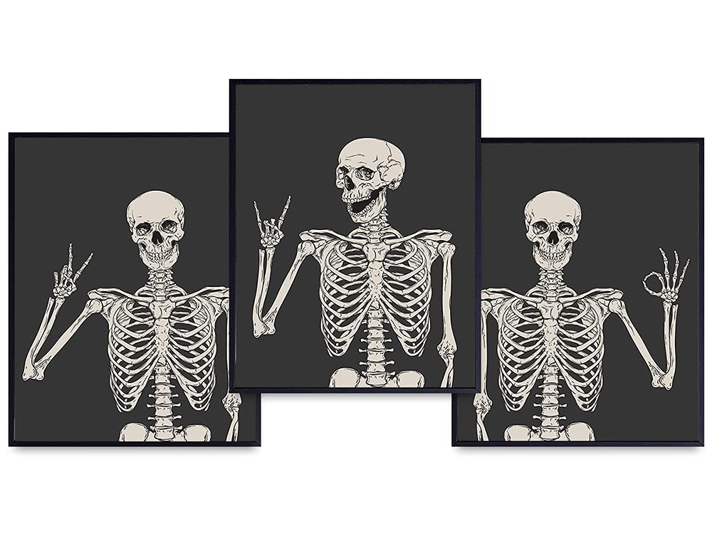 Skeleton Wall Art & Decor - Halloween Wall Decor - Gothic Home Decor - Goth Room Decor - Funny Skull Wall Decor - Pagan Gifts - Bedroom Dorm Man Cave - Men Boys Teens - Witchy Picture Poster Print