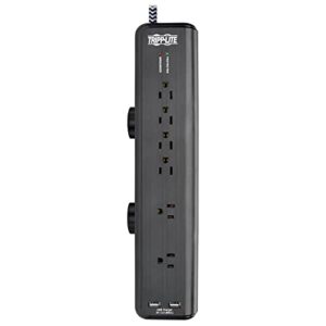 Tripp Lite Desk Clamp Surge Protector Power Strip, 6-Outlets & 2 USB, Microbrial Resistant, 8 ft Braided Cord, 2100 Joules, 1875W, 40,000 Insurance & Lifetime Manufacturer's Warranty (TLP608DMUAM)