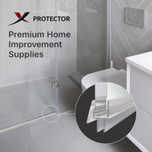 Frameless Shower Door Bottom Seal X-Protector - 40" Shower Door Seal For All Door Thicknesses - Self-Adhesive Shower Door Sweep - Premium Door Bottom Seal Strip - Silicone Glass Shower Door Seal Strip