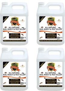 natural armor natural bug, insect & pest killer & control including fleas, ticks, ants, spiders, bed bugs, dust mites, roaches and more for indoor and outdoor use, 128 oz gallon refill case of 4