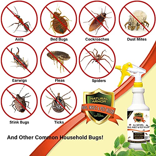 Natural Armor Natural Bug, Insect & Pest Killer & Control Including Fleas, Ticks, Ants, Spiders, Bed Bugs, Dust Mites, Roaches and More for Indoor and Outdoor Use, 128 oz Gallon Refill Case of 4