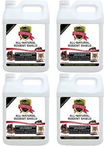 natural armor peppermint repellent for mice/mouse, rats & rodents. natural spray for indoor & outdoor use rodent shield - 128 fl oz gallon refill, case of 4