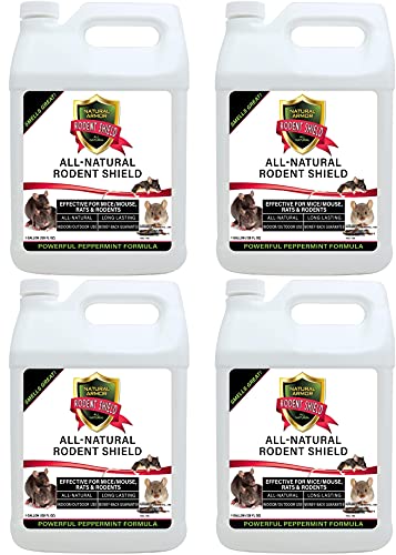 Natural Armor Peppermint Repellent for Mice/Mouse, Rats & Rodents. Natural Spray for Indoor & Outdoor Use Rodent Shield - 128 Fl Oz Gallon Refill, Case of 4