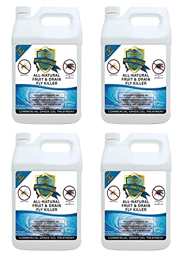 Fruit Fly & Drain Fly Killer - Simple Commercial Drain Gel Treatment - Eliminates Gross Fruit Flies, Drain Flies, Sewer Flies & Gnat Infestations from Any Drain. Fast & Easy - (128 Oz, Case of 4)