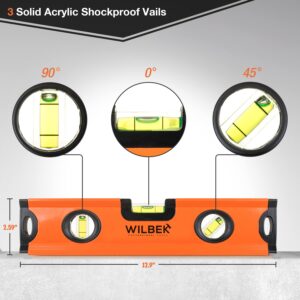 WILBEK 25 Ft Measuring Tape Retractable Set with 12" Heavy-Duty Aluminum Torpedo Level Tool, Automatic Lock Retractable Ruler Easy Read Tape Measure, Tape Measure 25 ft, Steel Tape Measure.