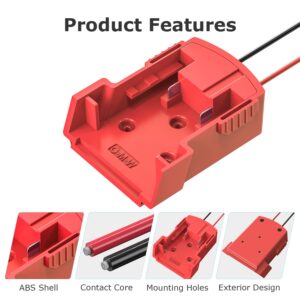 M18 Power Wheels Adapter for Milwaukee, 18V Battery Adapter Power Wheels Battery Conversion Kit with Fuse Holder and 3PCS 30Amp Fuses UIInosoo for DIY, RC Toys and Robotics, Red