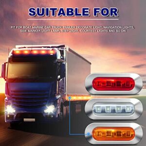 ALFU 8PCS 12-24V 4 LED Side Marker Indicator Lights Side Front Rear Tail Clearance Lamp Marker Light Trailer Lights for Trailer Truck Boat Deck RV Camper (4PCS Amber+4PCS Red)