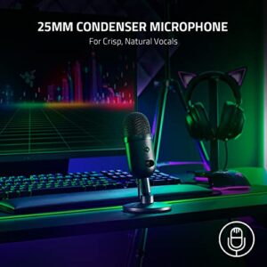 Razer Seiren V2 X USB Condenser Microphone for Streaming and Gaming on PC: Supercardioid Pickup Pattern - Integrated Digital Limiter - Mic Monitoring and Gain Control - Built-in Shock Absorber