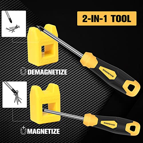 WHOMASS Magnetic Screwdriver Set 51 PCS with Case and Supper Magnet, Professional Screwdriver Set Includes Slotted/Phillips/Hex/Torx/Square/Pozi Head Non-Slip for Repair Home Improvement Craft