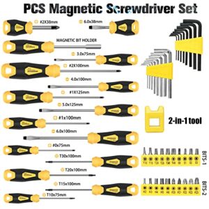 WHOMASS Magnetic Screwdriver Set 51 PCS with Case and Supper Magnet, Professional Screwdriver Set Includes Slotted/Phillips/Hex/Torx/Square/Pozi Head Non-Slip for Repair Home Improvement Craft