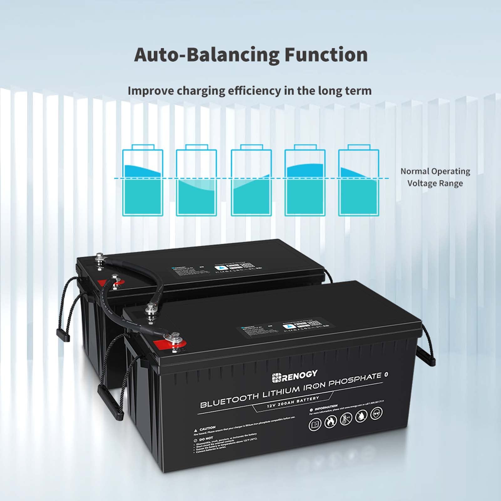 Renogy 12V 200Ah Lithium LiFePO4 Deep Cycle Battery with Bluetooth,2000+Deep Cycles,Backup Power Perfect for RV,Off-Road,Cabin,Marine,Off-Grid Home Energy Storage