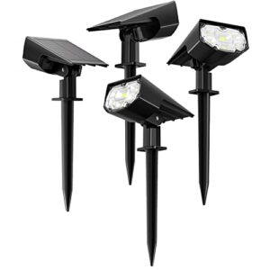 airmee solar spot lights outdoor, ‎30 led bright spot lights ip68 waterproof, 3 modes solar landscape lights 40000h lifespan, auto on/off garden lights for yard/pathway, cold white 5 pack