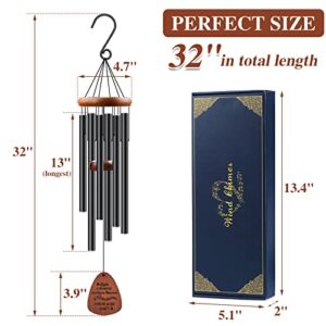 Giergt Sympathy Wind Chimes, Memorial Wind Chimes for Loss of a Loved One Prime, Bereavement Gifts in Memory of Loss of Grandma, Memorial Gifts for Loss of Mother, 32" (Black)