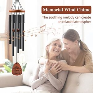 Giergt Sympathy Wind Chimes, Memorial Wind Chimes for Loss of a Loved One Prime, Bereavement Gifts in Memory of Loss of Grandma, Memorial Gifts for Loss of Mother, 32" (Black)