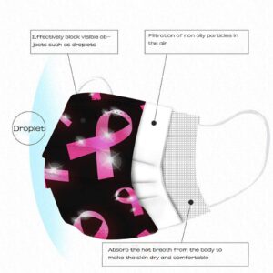 Lojito 10/50PC Disposable Face_Mask, Unisex Adult Breast Cancer Prevention Awareness Facial Protective Face Coverings