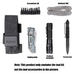 Multitool Sheath for Belt, Molle Flashlight Holder, Universal Sheath Tool Holder, Tactical Carrying Case Men’s Waist Pocket, Carpenter, Handyman, Rescue Essential Tool Storage