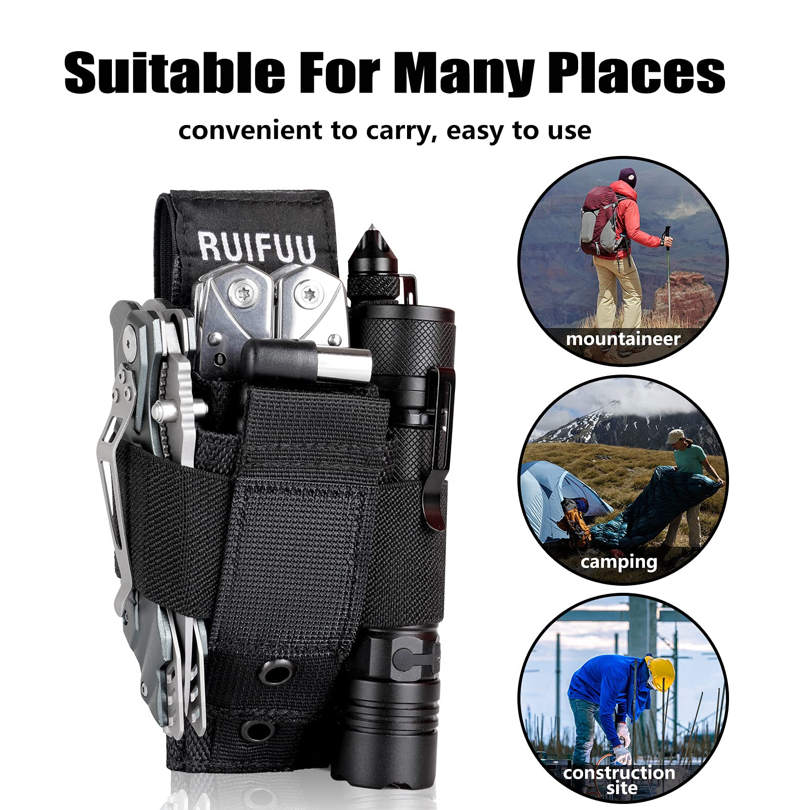 Multitool Sheath for Belt, Molle Flashlight Holder, Universal Sheath Tool Holder, Tactical Carrying Case Men’s Waist Pocket, Carpenter, Handyman, Rescue Essential Tool Storage