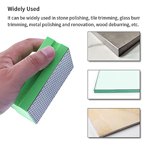 GEZICHTA 4pcs Diamond Hand Polishing Pads for Ceramic Tile Glass Grinding,Sanding Blocks Polishing Grinding Block 60#,100#,200#,400#(As Shown)