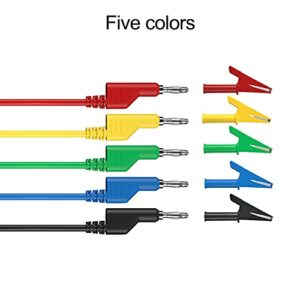 TALLSOCNE 5pcs 4mm  Stackable  Banana to Banana Plug Test Cable Lead Set,10pcs 4mm Socket Banana Jack Copper  Alligator Clips, for Multimeter Leads, Electrical Test Leads 1000V/ Max 19A 