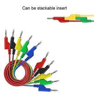 TALLSOCNE 5pcs 4mm  Stackable  Banana to Banana Plug Test Cable Lead Set,10pcs 4mm Socket Banana Jack Copper  Alligator Clips, for Multimeter Leads, Electrical Test Leads 1000V/ Max 19A 