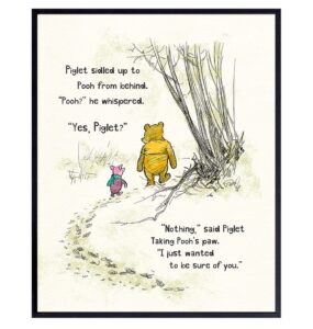 winnie wall art & decor - pooh kids wall art - girls bedroom decor - little boys room decor - baby nursery decor - wall decor for toddlers - inspirational positive quotes a. a. milne poster 8x10