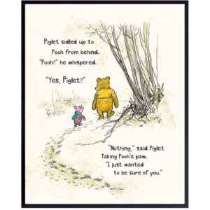 Winnie Wall Art & Decor - Pooh Kids Wall Art - Girls Bedroom Decor - Little Boys Room Decor - Baby Nursery Decor - Wall Decor for Toddlers - Inspirational Positive Quotes A. A. Milne Poster 8x10