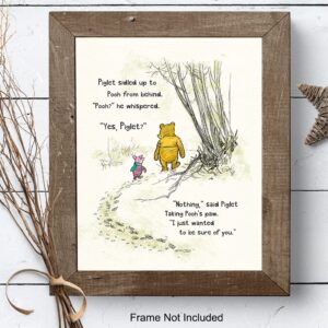 Winnie Wall Art & Decor - Pooh Kids Wall Art - Girls Bedroom Decor - Little Boys Room Decor - Baby Nursery Decor - Wall Decor for Toddlers - Inspirational Positive Quotes A. A. Milne Poster 8x10