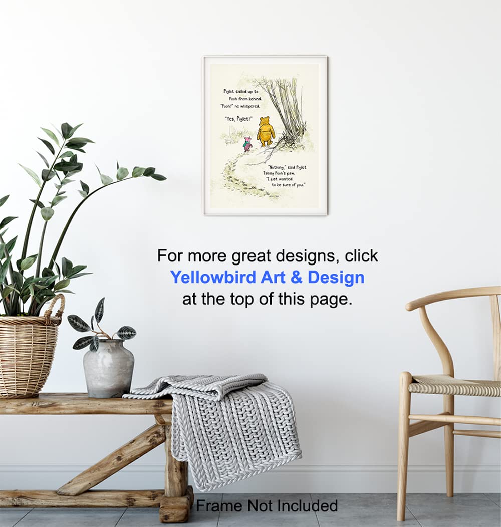 Winnie Wall Art & Decor - Pooh Kids Wall Art - Girls Bedroom Decor - Little Boys Room Decor - Baby Nursery Decor - Wall Decor for Toddlers - Inspirational Positive Quotes A. A. Milne Poster 8x10