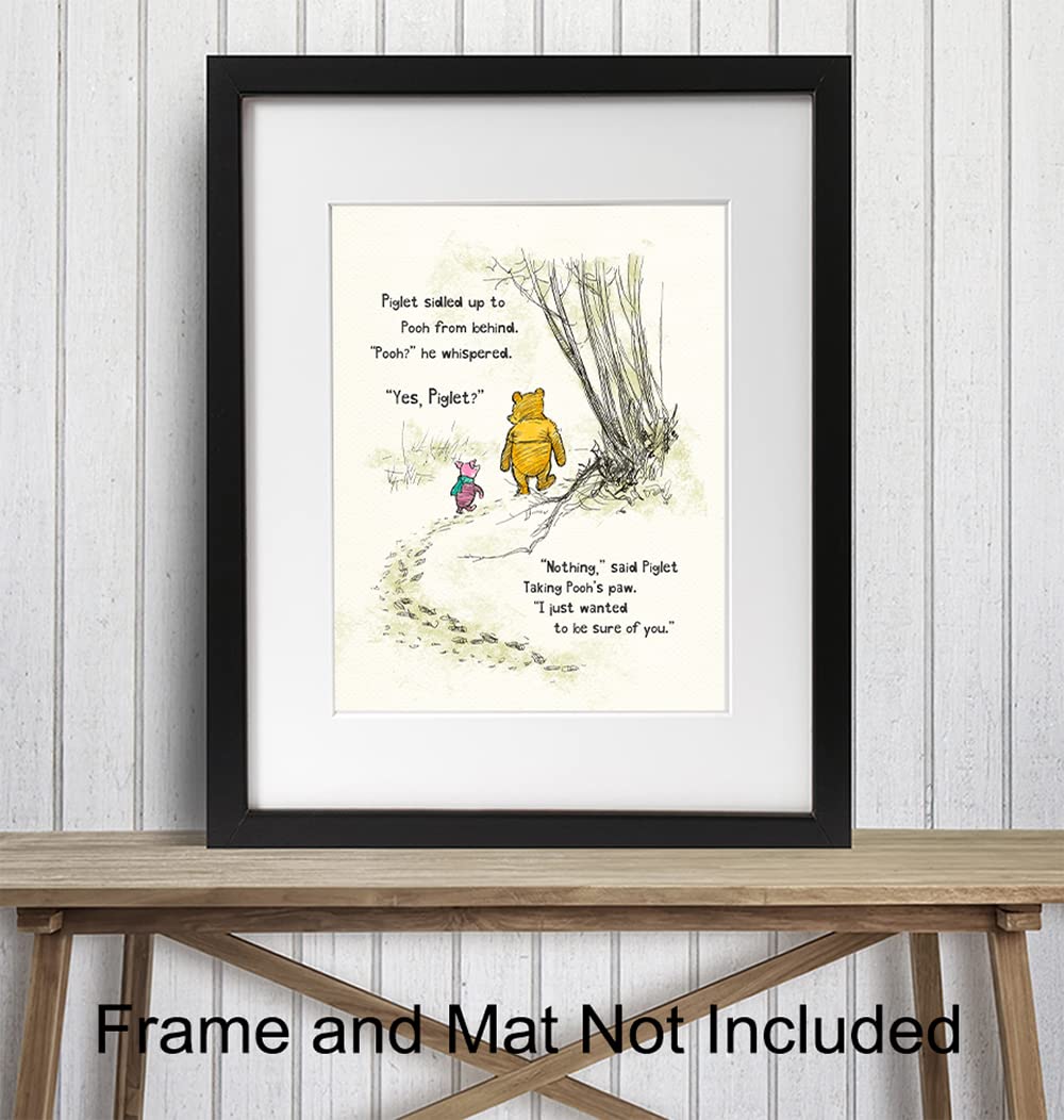 Winnie Wall Art & Decor - Pooh Kids Wall Art - Girls Bedroom Decor - Little Boys Room Decor - Baby Nursery Decor - Wall Decor for Toddlers - Inspirational Positive Quotes A. A. Milne Poster 8x10