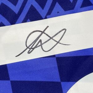 Framed Autographed/Signed Mason Mount 33x42 Chelsea FC Blue Soccer Futbol Jersey Beckett BAS COA