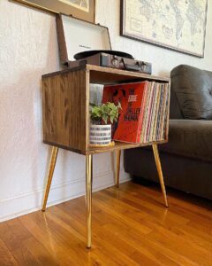 table for record player stand cabinet mcm mid century modern metal golden legs active restock requests: 0