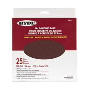 Hyde Round Abrasive Sanding Disc, 9" 120 Grit, 25 Pack fits Hyde Radial Sander