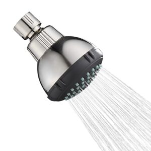 hbgewo high pressure shower head 3 inches anti-clog anti-leak fixed showerhead chrome with adjustable swivel brass ball joint,brushed nickel