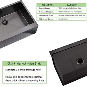 33 Inch Matte Black Farmhouse Sink- Wesliv 33x22 Inch Black Stainless Steel Farmhouse Sink Flat Apron Front Sink 16 Gauge Stainless Steel Farmhouse Kitchen Sink Deep Single Bowl Farm Sink