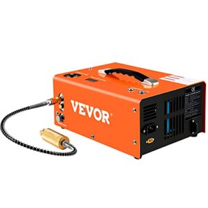 vevor pcp air compressor, 4500psi portable pcp compressor, 12v dc 110v/220v ac pcp airgun compressor auto-stop, w/built-in adapter, fan cooling, suitable for paintball, air rifle, mini diving bottle