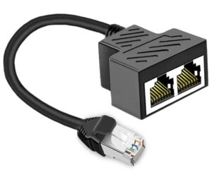 rj45 network ethernet splitter 1 2 cable adapter male to 2 female, suitable super cat5-7, cmpatible with adsl, hubs, tvs, set-top boxes, routers, wireless devices, computers