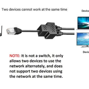 RJ45 Network Ethernet Splitter 1 2 Cable Adapter Male to 2 Female, Suitable Super Cat5-7, Cmpatible with ADSL, Hubs, TVs, Set-top Boxes, Routers, Wireless Devices, Computers