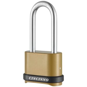 cincinno 4 digit combination lock, heavy duty combination padlock with long shackle combo padlock for outdoor use ,sheds, locker, storage unit, gym and gate