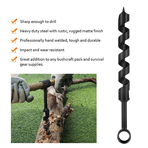 Yoursme 1” x 12” Scotch Eye Wood Auger Drill Bit - Hand Auger for Bushcraft Backpack and Camping - Addition Tool to Survival and Camping Gear Packs