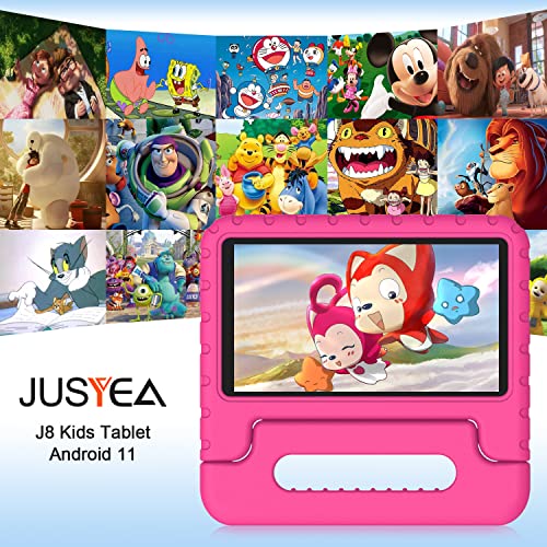 JUSYEA Kids Tablet 7 inch Android 11 - Kids for Tablet with Case - Quad Core - RAM 2GB | 32GB ROM - Kids Edition Tablets J8-3500mAh Battery | WiFi | Bluetooth, Entertainment | Education (Pink)