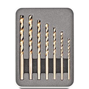 wseksa m35 cobalt drill bit set 15/64,7/32,3/16,11/64,5/32,9/64,7/64 inch for hardened metal, stainless steel, cast iron and wood plastic with metal drill bit organizer (7 pcs cobalt)