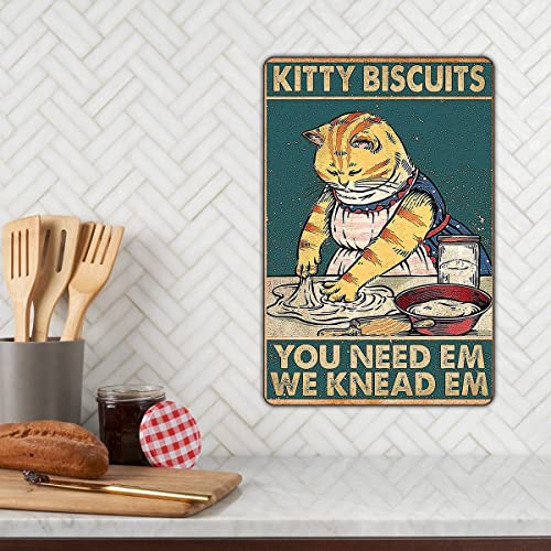 Kitty Biscuits You Need We Knead Cat Retro Sign Vintage Decor For Home Office 12" * 8" (020)