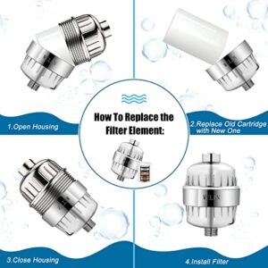 Welan Shower Filter, 20 Stage Chrome Shower Head Filter for Hard Water, Removing Chlorine Heavy Metal and Sediment