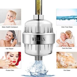 Welan Shower Filter, 20 Stage Chrome Shower Head Filter for Hard Water, Removing Chlorine Heavy Metal and Sediment