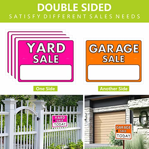 5-Pack Double-Sided Yard Sale Sign Kits with 1400 pcs Sale Pricing Stickers, Large Font, Fluorescent Neon Color, All-Weather Plastic-Coated Signs for Yard Garage Sale