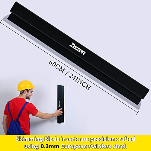 Zozen Drywall Skimming Blade 24in/60cm, All Body made of Aluminum Alloy, Blade made of European Stainless Steel, Smoothing Knife/Wipe Down Knife/Drywall Knife, Acting on Gyprock/WallBoard/Plasterboard